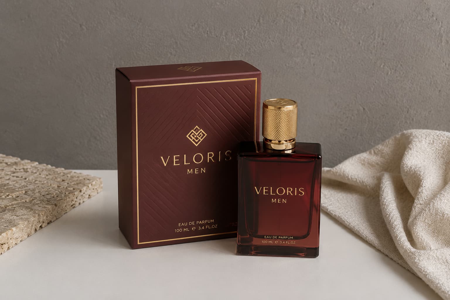 Modern deodorant stick and custom box for men in matte grey premium packaging