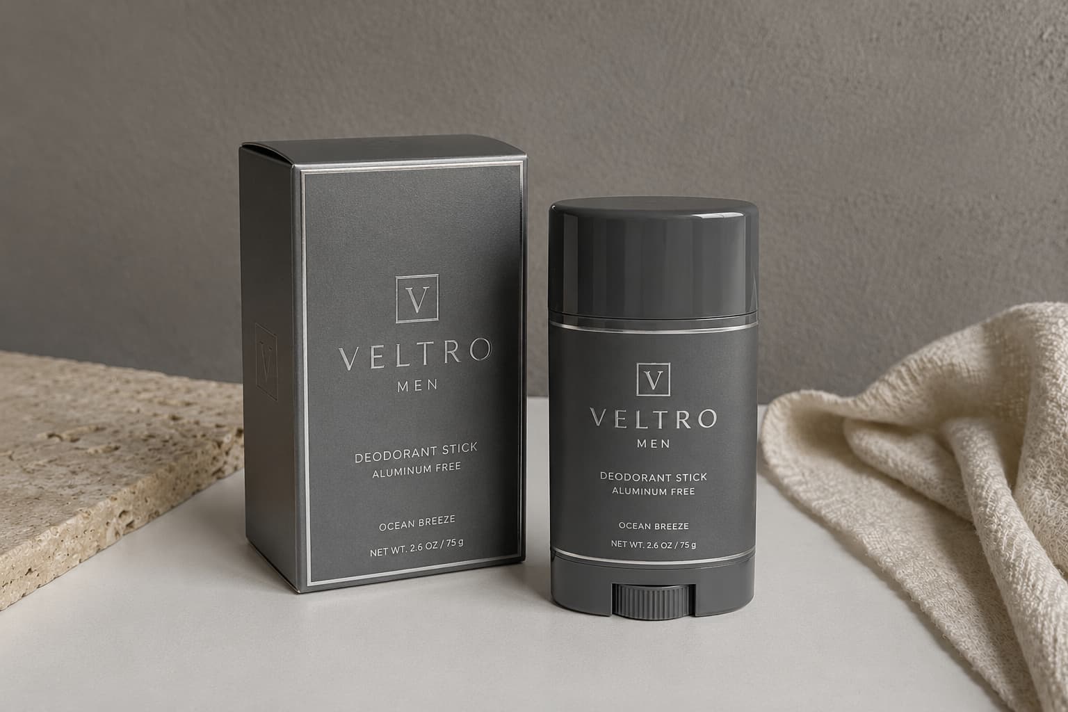 Men’s hair pomade jar and custom box in dark olive luxury grooming packaging