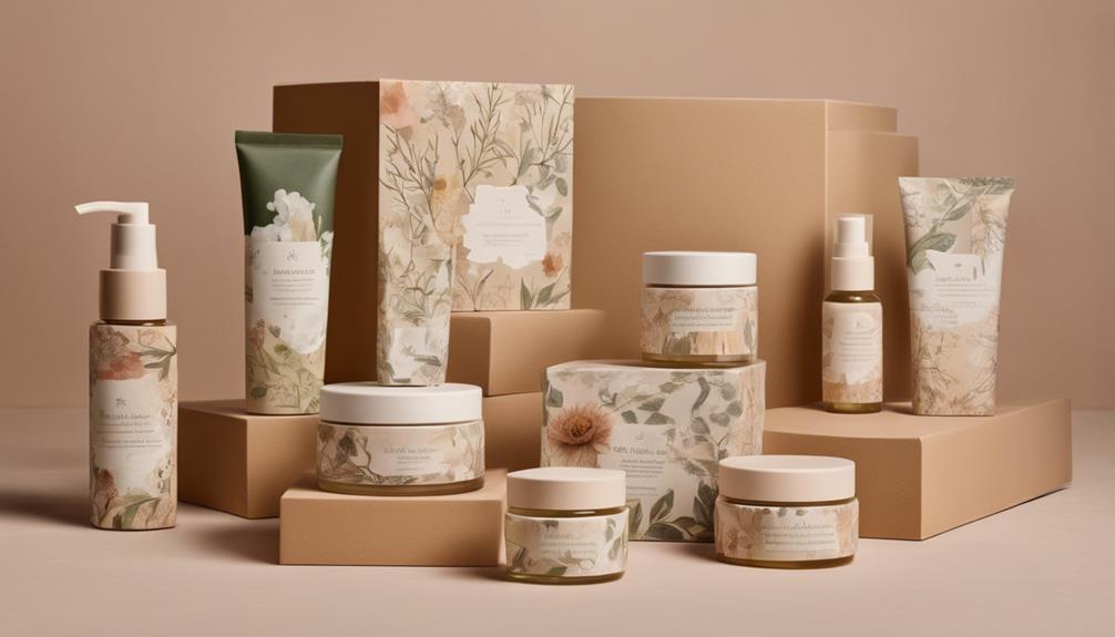 Elegant natural cosmetic packaging display.