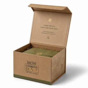 uxury eco friendly cosmetic packaging with gold logo design